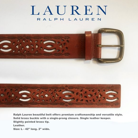 RALPH LAUREN Leather Belt with Solid Brass Buckle